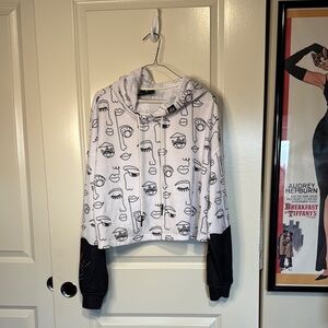 Fresh hoods Graphic Print Women's Hoodie - Black and White